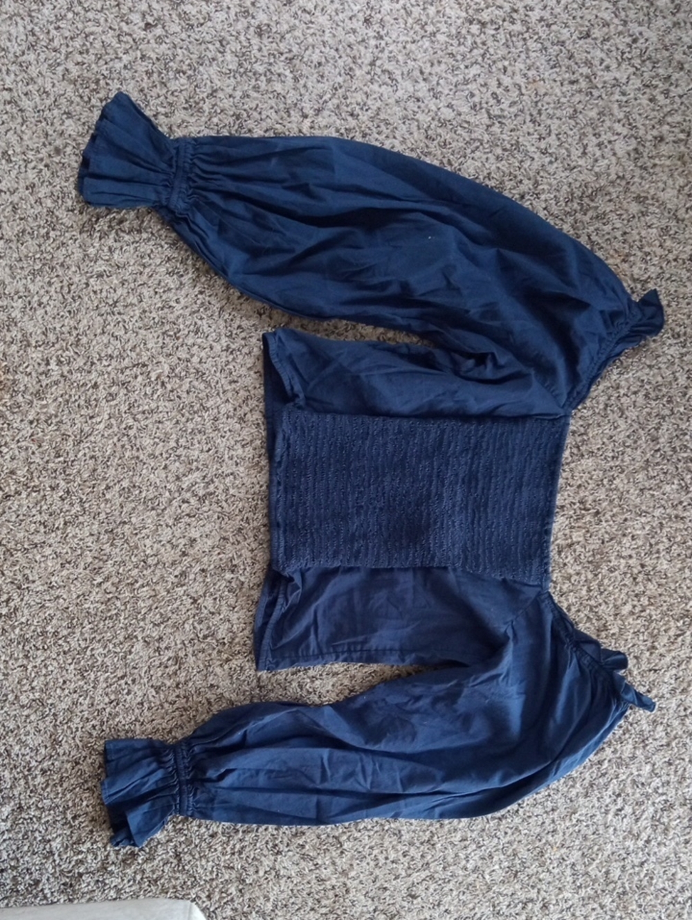 Anthropologie Puff-Sleeved Sweetheart Blouse Blue Large - Picture 8 of 9